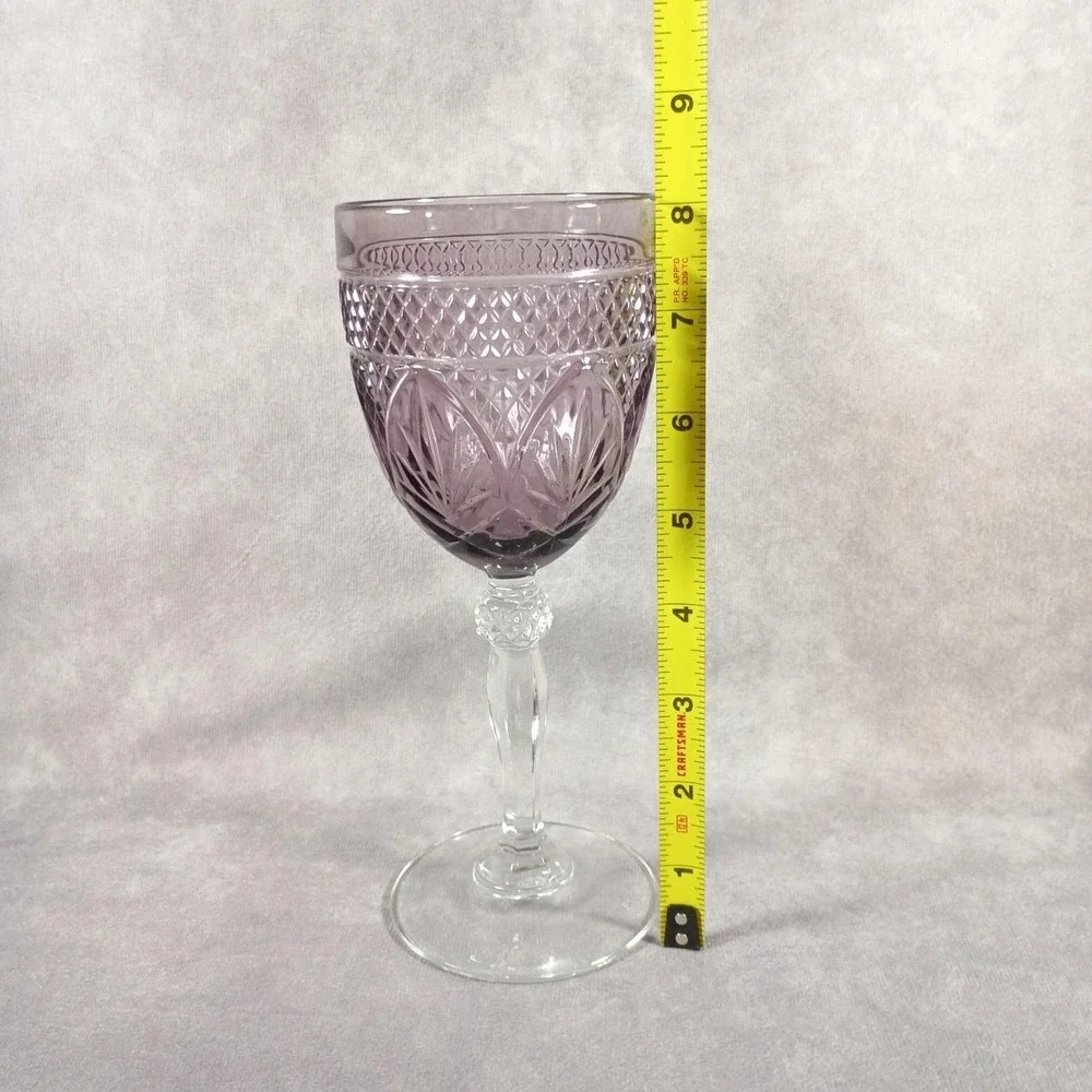 Set of 2 Cristal D'Arques Durand  Amethyst Purple Water/Wine Goblet Glass